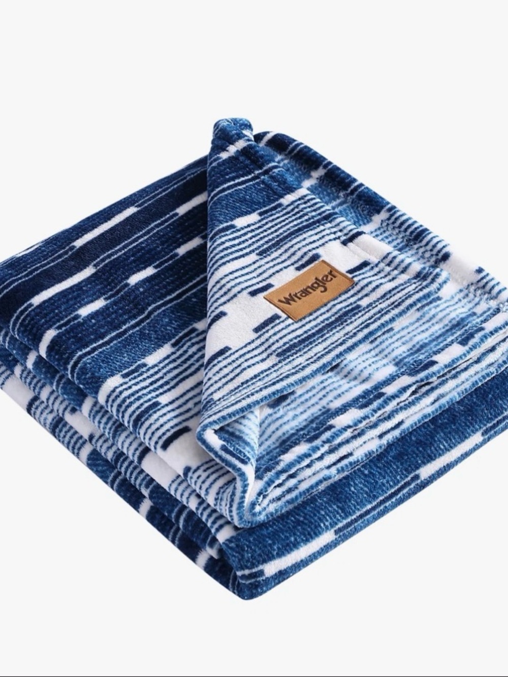 Wrangler Navy and White Striped Plush Throw